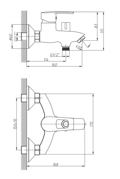 Смеситель для ванны ESKO Leon LN 54  однорычажн.  — купить смеситель для ванны в Кургане, цены в интернет-магазине «АкваТехника»