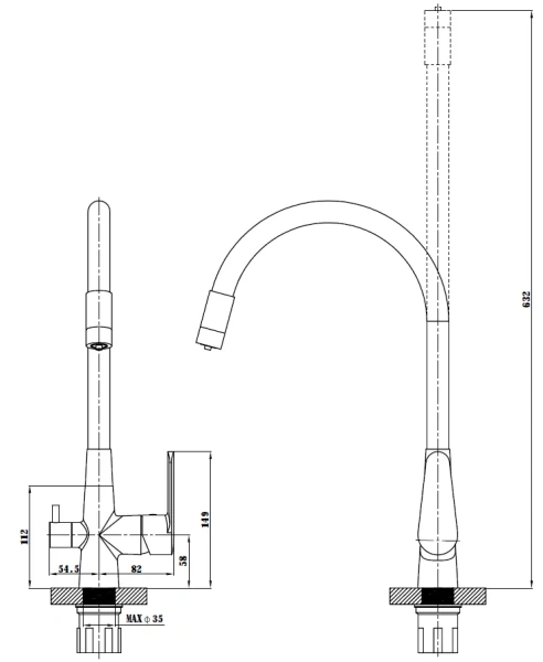 Смеситель для кухни ESKO Coral CL 03 Total   с подключением к фильтру, черный  — купить смеситель для кухни в Кургане, цены в интернет-магазине «АкваТехника»