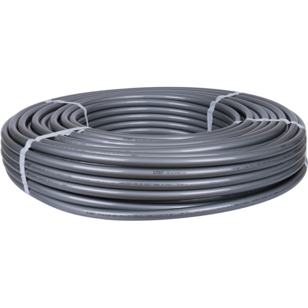 Труба из сшитого полиэтилена PEX-A STOUT  20х2,8 100м с кислородным барьером,  серый,