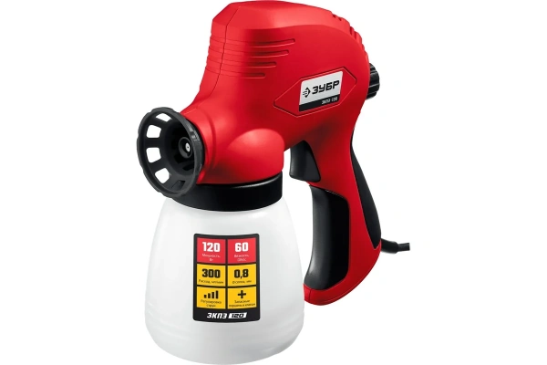Краскопульт электрический, ЗУБР ЗКПЭ-120, краскоперенос 300 мл/мин., вязкость 60 DIN, 0,8л, 120Вт — купить в Кургане, цены в интернет-магазине «АкваТехника»