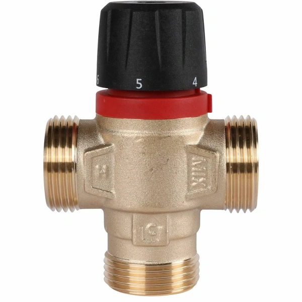 Термостатический смесительный клапан для отопления и ГВС 3/4 ВР 20-43°С KV 1,6 ROMMER (бок. смеш-ие)