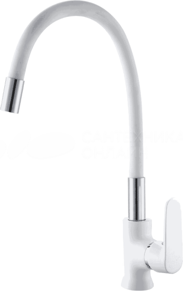 Смеситель для кухни РМС  SL123W-016F-1  врезной, однорычажн., с дл. изливом белый+хром