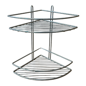 Полка угловая 2 яруса овал высокий борт Хром 200х200х380 П0001572