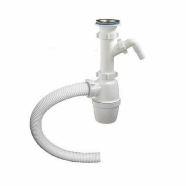 Сифон для раковины САНТЕХПРОДУКТ Е-40051 40-50 1 1/2 бутылочный с одним отводом, гибкой трубой 