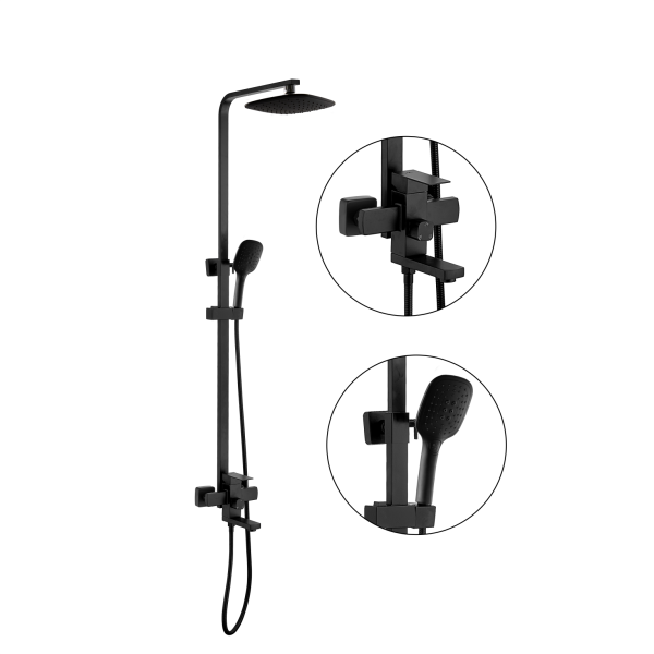 Душевая система FASHUN  A52402-7  однорычажн. cо смесителем с троп.душем черный — купить сантехнику в Кургане, цены в интернет-магазине «АкваТехника»