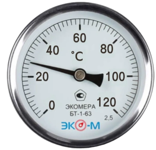 Термометр биметаллический ЭКОМЕРА БТ-1-63, 0-120С, L=60