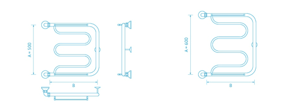 Полотенцесушитель МАРГРОИД Фокстрот B25 500х500мм  Полимерное покрытие водяной полотенцесушители — купить сантехнику в Кургане, цены в интернет-магазине «АкваТехника»