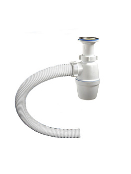 Сифон для раковины САНТЕХПРОДУКТ Е-40021 40х40 1 1/2х40 бутылочный, литой выпуск, гибкой трубой 