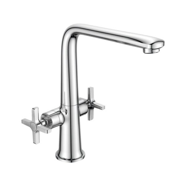 Смеситель для кухни GOLDEN FOX  11630-FOX  Oxford, с кран-буксой, хром двухрычажный 