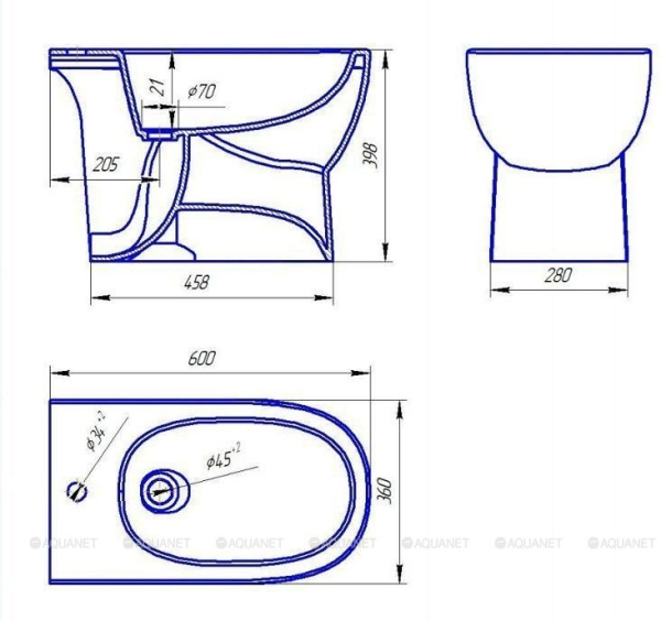 Биде SANITA АРТ  белый  — купить сантехнику в Кургане, цены в интернет-магазине «АкваТехника»