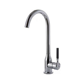 Смеситель для кухни FASHUN  А54022   высокий,хром,черная ручка 