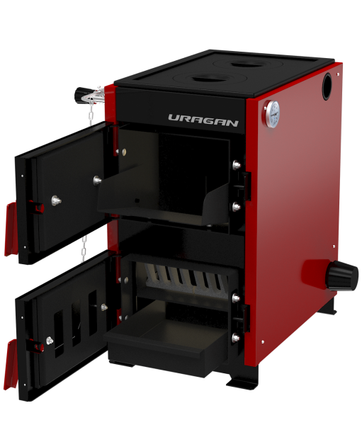 Котел твердотопливный ТЕРМОКРАФТ  URAGAN, одноконтурный, 16кВт, 2 чугун. конфорка, возможность устан — купить в Кургане, цены в интернет-магазине «АкваТехника»