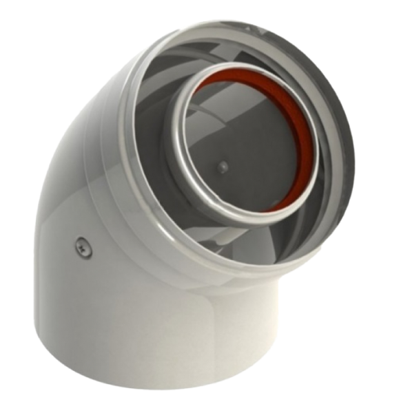 Элемент дымохода колено промежуточное 45" D60/100 универс. с раструб Y-018