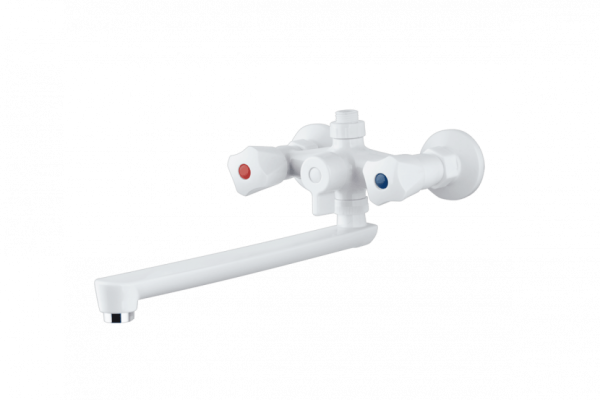 Смеситель для ванны c длинным изливом из высокопрочного пластика - БЕЛЫЙ PL4-140P