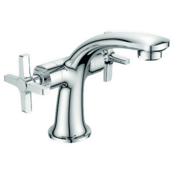 Смеситель для умывальника GOLDEN FOX  11610-FOX Oxford, с кран-буксой, хром двухрычажный 