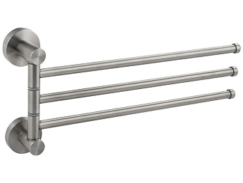 Держатель полотенец GFmark поворотный тройной с двойным креплением, нерж.сталь 80132