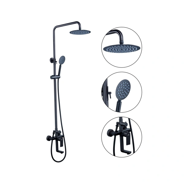 Душевая система FASHUN  A52419-17  однорычажн. cо смесителем с троп.душем графит — купить сантехнику в Кургане, цены в интернет-магазине «АкваТехника»