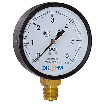 Манометр ЭКОМЕРА МД-02-100мм 0..6бар G1/2 