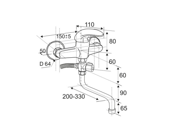 Смеситель для ванны ЦС-СМ 300/1-3 D35 Cт. М-42 круглый излив  СТ300101.1  однорычажн. хром — купить смеситель для ванны в Кургане, цены в интернет-магазине «АкваТехника»