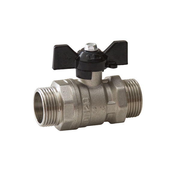 Кран шаровой латунь LD  Pride  3/4", бабочка,чёрная нар/нар  