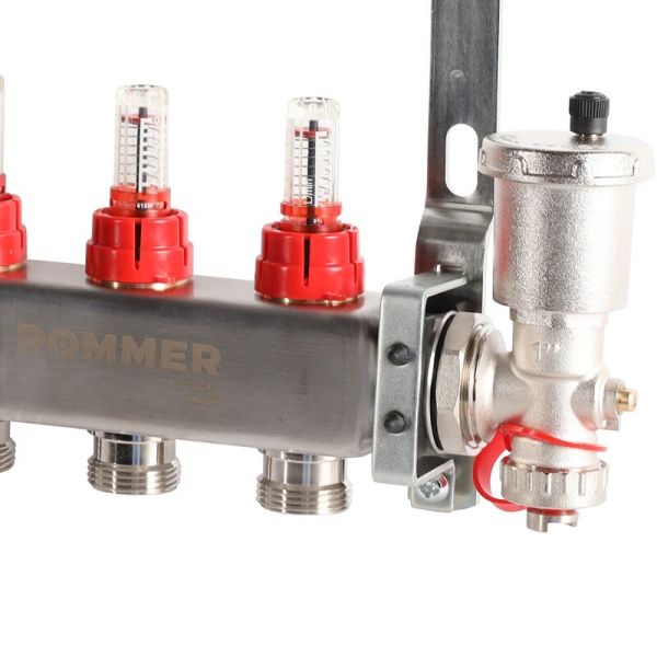 Коллектор из нержавеющей стали ROMMER   1"х3/4"х3 с расходомерами    — купить в Кургане, цены в интернет-магазине «АкваТехника»