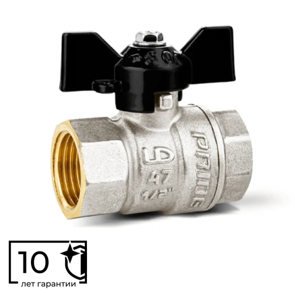 Кран шаровой латунь LD  Pride  1", рычаг чёрный вн/нар,  