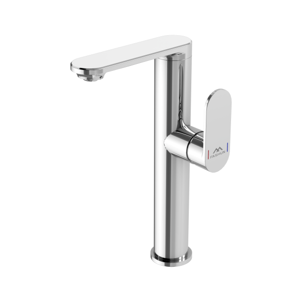 Смеситель для умывальника FASHUN  А8985 врезной, однорычажный, хром,высокий с поворотным изливом, D=