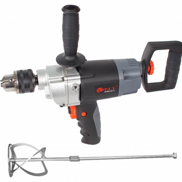 Дрель-миксер P.I.T. РHМ120-С МАСТЕР (низкоб1050Вт,0-550об/м,рег скор,НАСАДКА,ПАТРОН16мм)