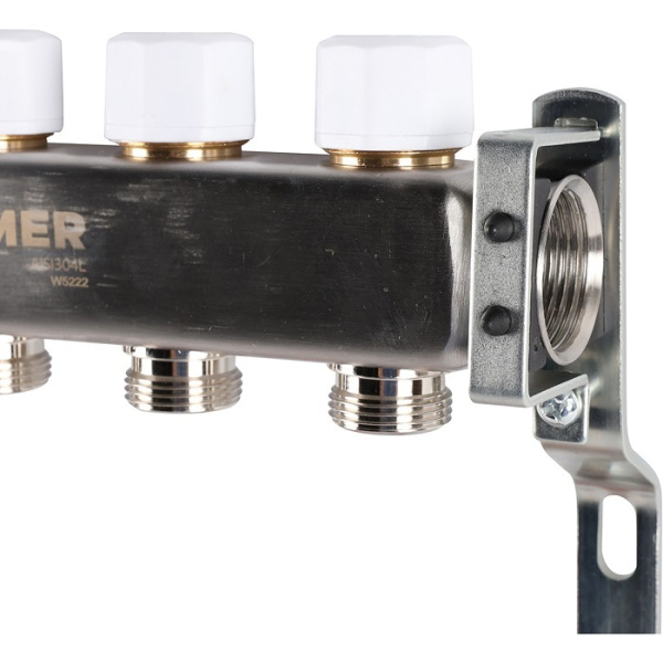 Коллектор из нержавеющей стали ROMMER   1"х3/4"х5 с расходомерами    — купить в Кургане, цены в интернет-магазине «АкваТехника»