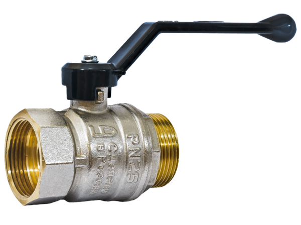 Кран шаровой латунь LD  Pride  1", рычаг чёрный вн/вн с отверстием для пломбировки 