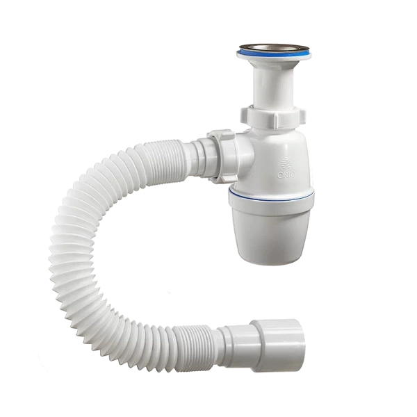 Сифон для раковины ОРИО А-40029 1 1/2"х40 бутылочный с литым выпуском, гибкой трубой 40-40/50 ан. А0