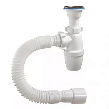 Сифон для раковины ОРИО А-32089 1/2х40 1 1/4 бутылочный, малый корпус с литым выпуском,гибкой трубой