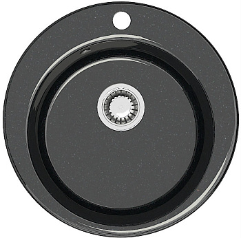 Мойка врезная BERGG Z30Q4 круглая Виктори чёрный глянец, 475*475*180 