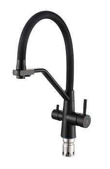 Смеситель для кухни РМС  SUS127TBL-016F-015  с гибким изливом рычажковый 