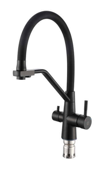 Смеситель для кухни РМС  SUS127TBL-016F-015  с гибким изливом рычажковый 