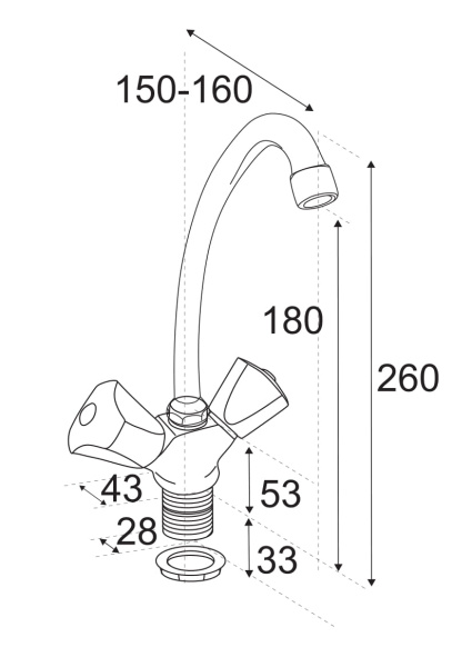 Смеситель елочка ЦС-СМ 12г Ст. К М_Крест  СМ506512.30 двухрычажный — купить смеситель в Кургане, цены в интернет-магазине «АкваТехника»