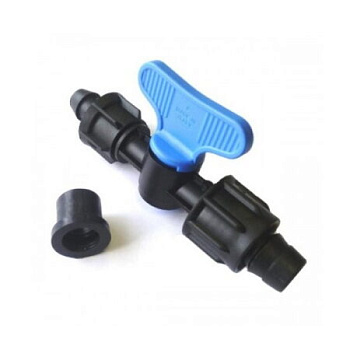 Кран трубка 16мм х лента с поджимной гайкой