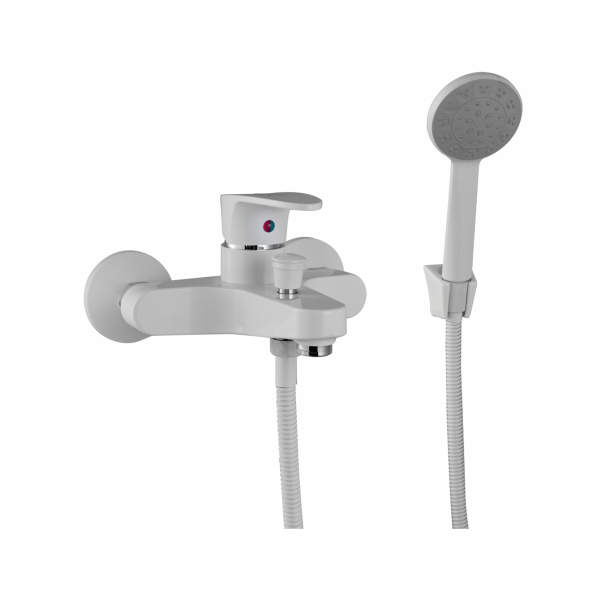 Смеситель для ванны FASHUN PL3205-8   хром, латунь,D= 35мм короткий излив,белый