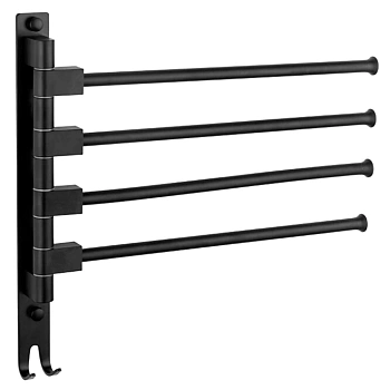 Держатель LEDEME для полотенца 4-ой с крюч. черный L5514