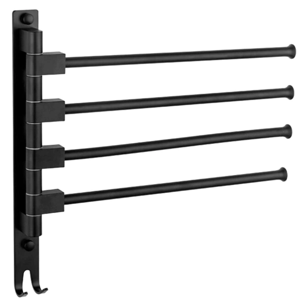 Держатель LEDEME для полотенца 4-ой с крюч. черный L5514