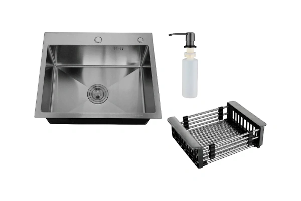 Мойка кухонная врезная MR-5843 Набор 3 в 1 РМС (кух. мойка+корзина разд. + дозатор врезной) — купить кухонную мойку в Кургане, цены в интернет-магазине «АкваТехника»