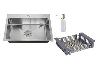 Мойка кухонная врезная MR-6050 Набор 3 в 1 РМС (кух. мойка+корзина разд. + дозатор врезной)