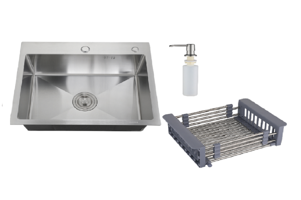 Мойка кухонная врезная MR-6050 Набор 3 в 1 РМС (кух. мойка+корзина разд. + дозатор врезной)