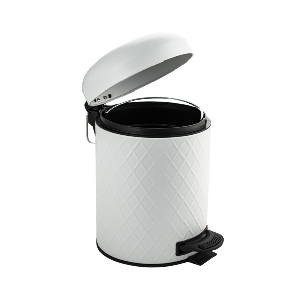 Ведро Санакс 1505 круглое БЕЛОЕ эмаль с узором, с педалью с нерж.стал. марка 410 5л УЦЕНКА — купить сантехнику в Кургане, цены в интернет-магазине «АкваТехника»