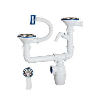 Сифон для раковины ОРИО K- 40093 3 1/2"х40 двойной перелив