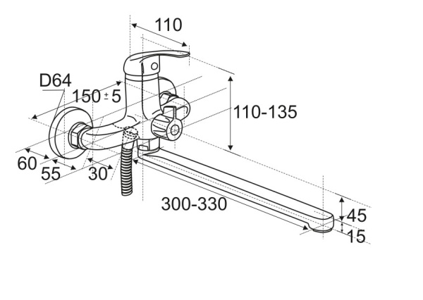 Смеситель для ванны ЦС-СМ 300-3 D35 Ст. М-42 круглый  СТ300001.1  однорычажн. хром — купить смеситель для ванны в Кургане, цены в интернет-магазине «АкваТехника»