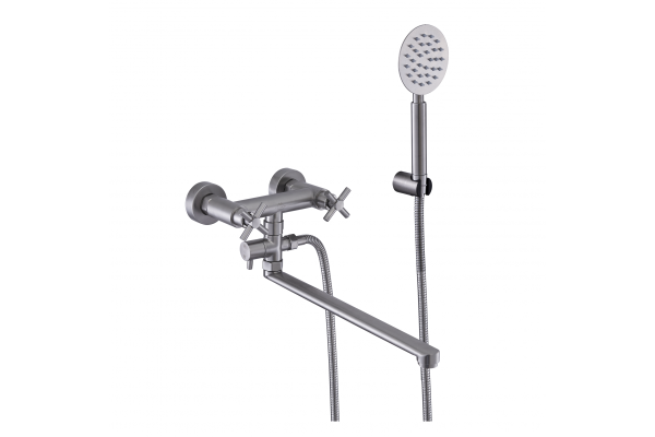 Смеситель для ванны FASHUN А52228   двухвентильный,сатин сатин,длинный излив