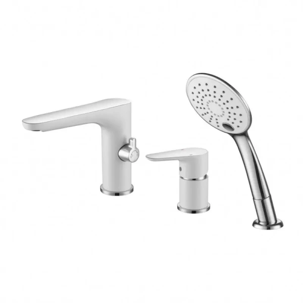 Смеситель для ванны GROSS AQUA Spase 1209288CW на борт ванны, 3 отверстия  однорычажн. белый хром